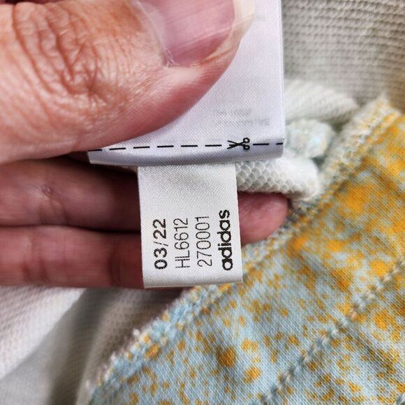 Adidas Hoodie Womens M Yellow Spray Paint Full Zip Trefoil Terry Ribbed Boxy - Picture 12 of 15